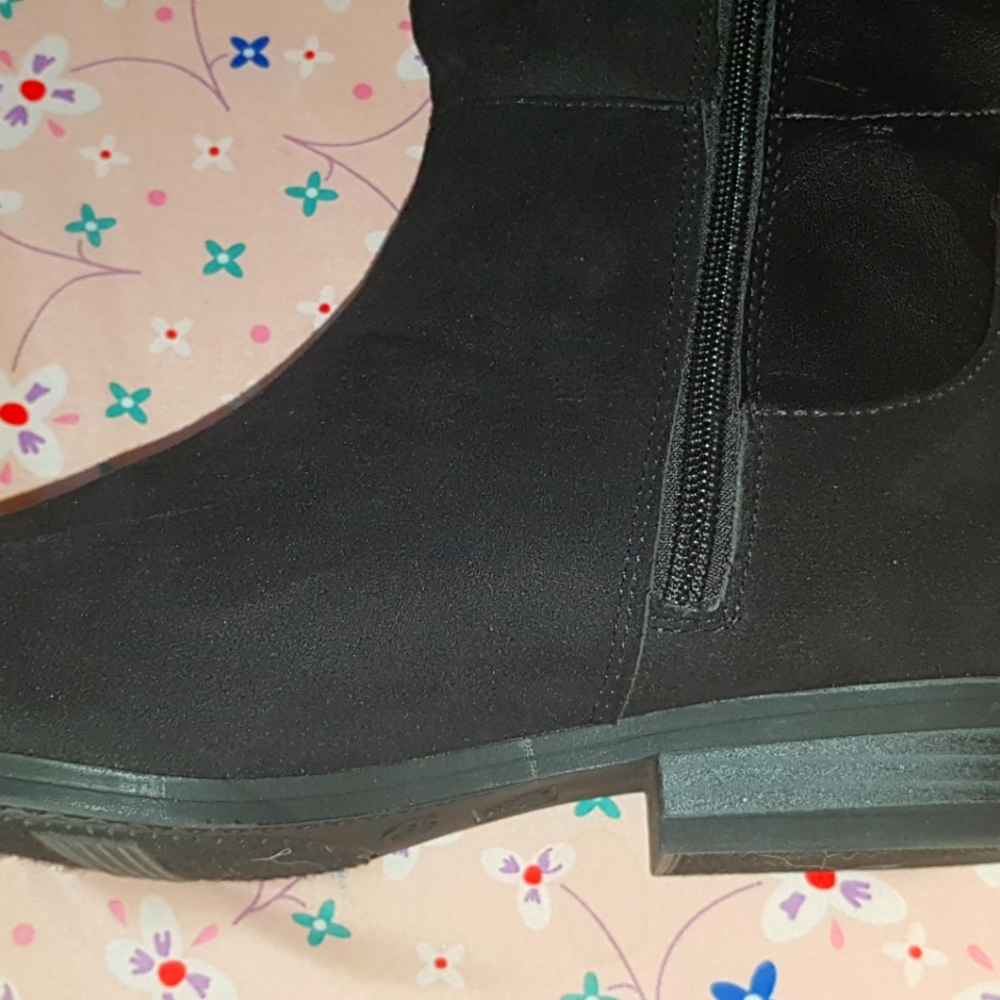 black knee high slightly heeled boots